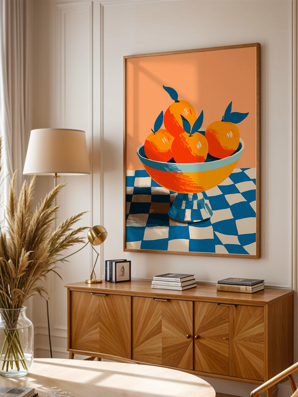 Orangen Schale Checkerboard Retro