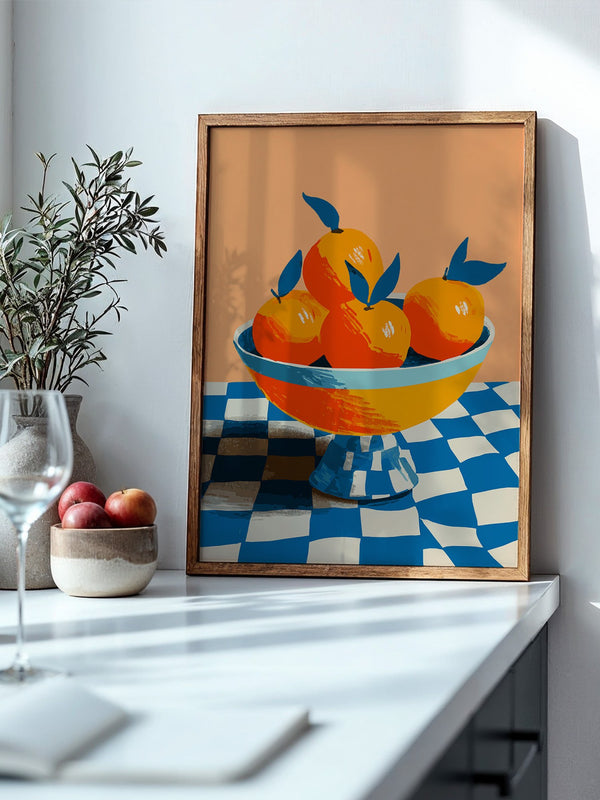 Orangen Schale Checkerboard Retro
