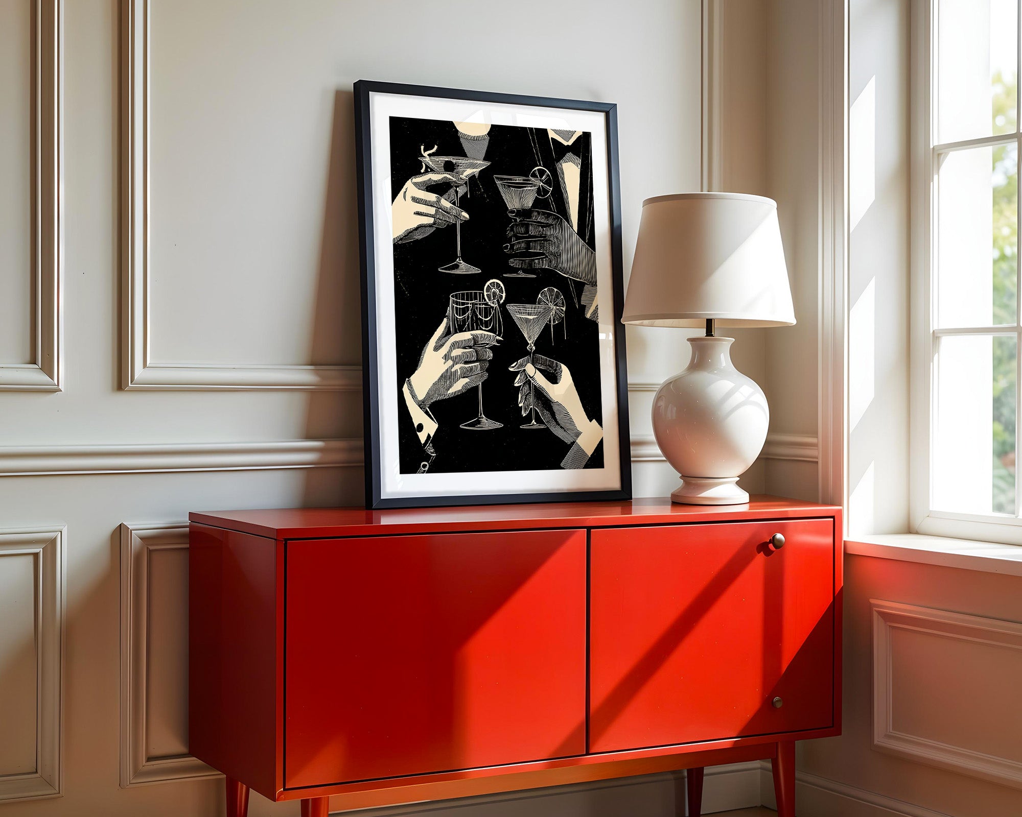 Cocktailgläser Retro Schwarz-Weiß