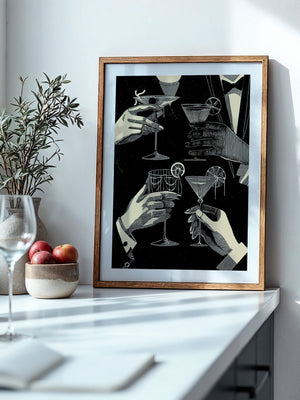 Cocktailgläser Retro Schwarz-Weiß