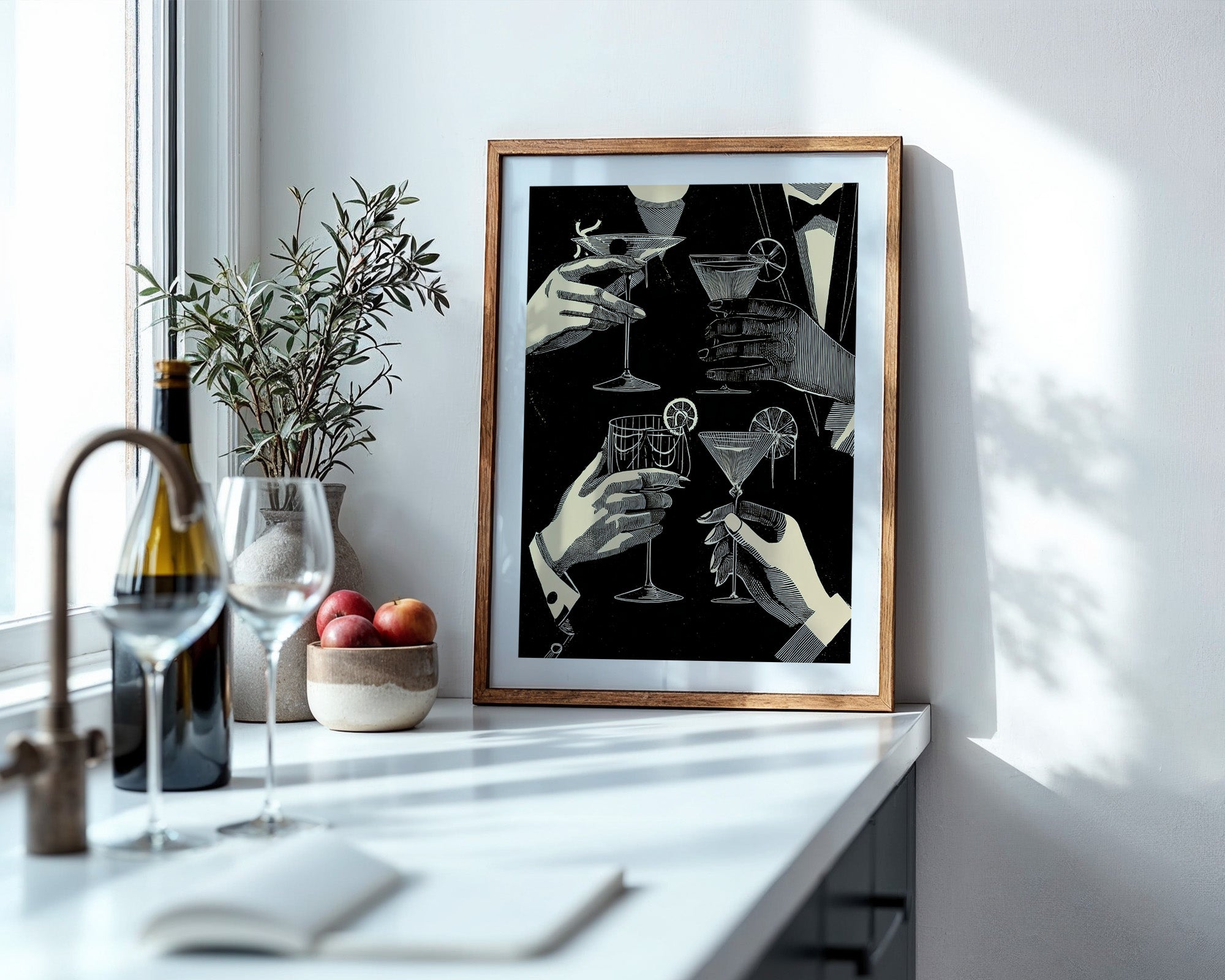 Cocktailgläser Retro Schwarz-Weiß