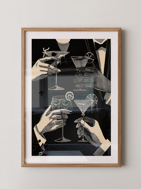 Cocktailgläser Retro Schwarz-Weiß