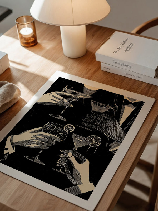 Cocktailgläser Retro Schwarz-Weiß