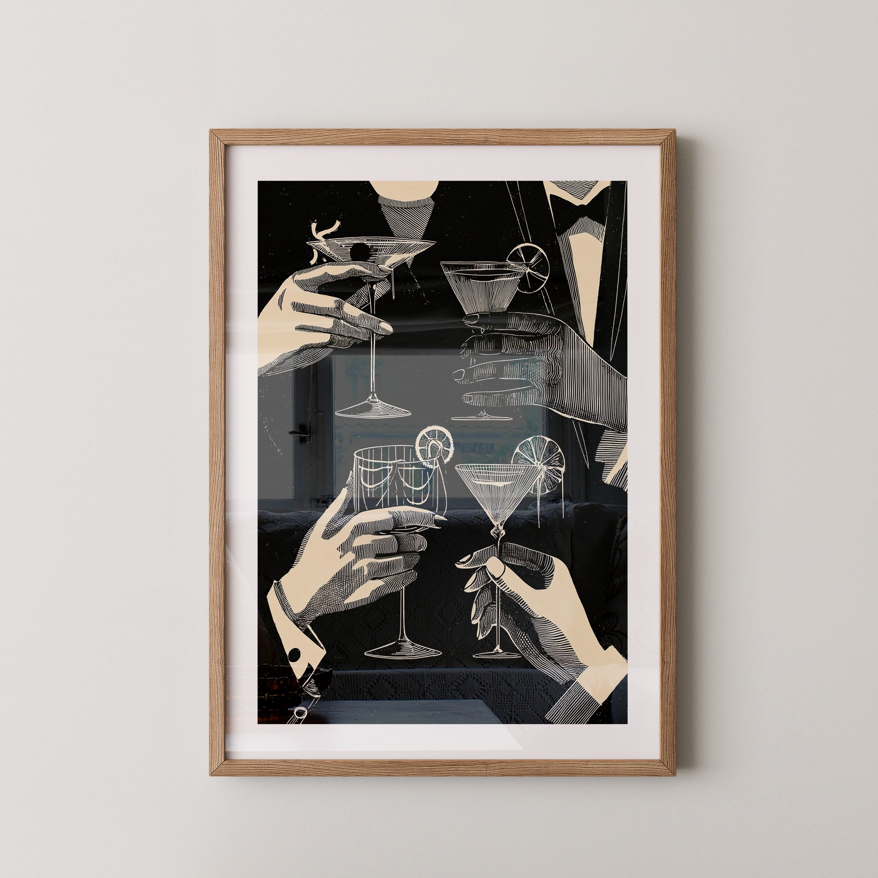 Cocktailgläser Retro Schwarz-Weiß