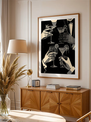 Cocktailgläser Retro Schwarz-Weiß