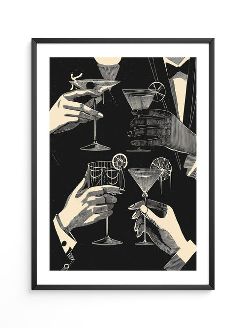 Cocktailgläser Retro Schwarz-Weiß