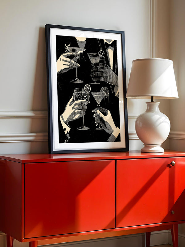 Cocktailgläser Retro Schwarz-Weiß