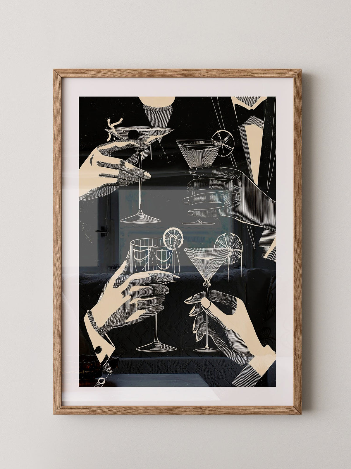 Cocktailgläser Retro Schwarz-Weiß