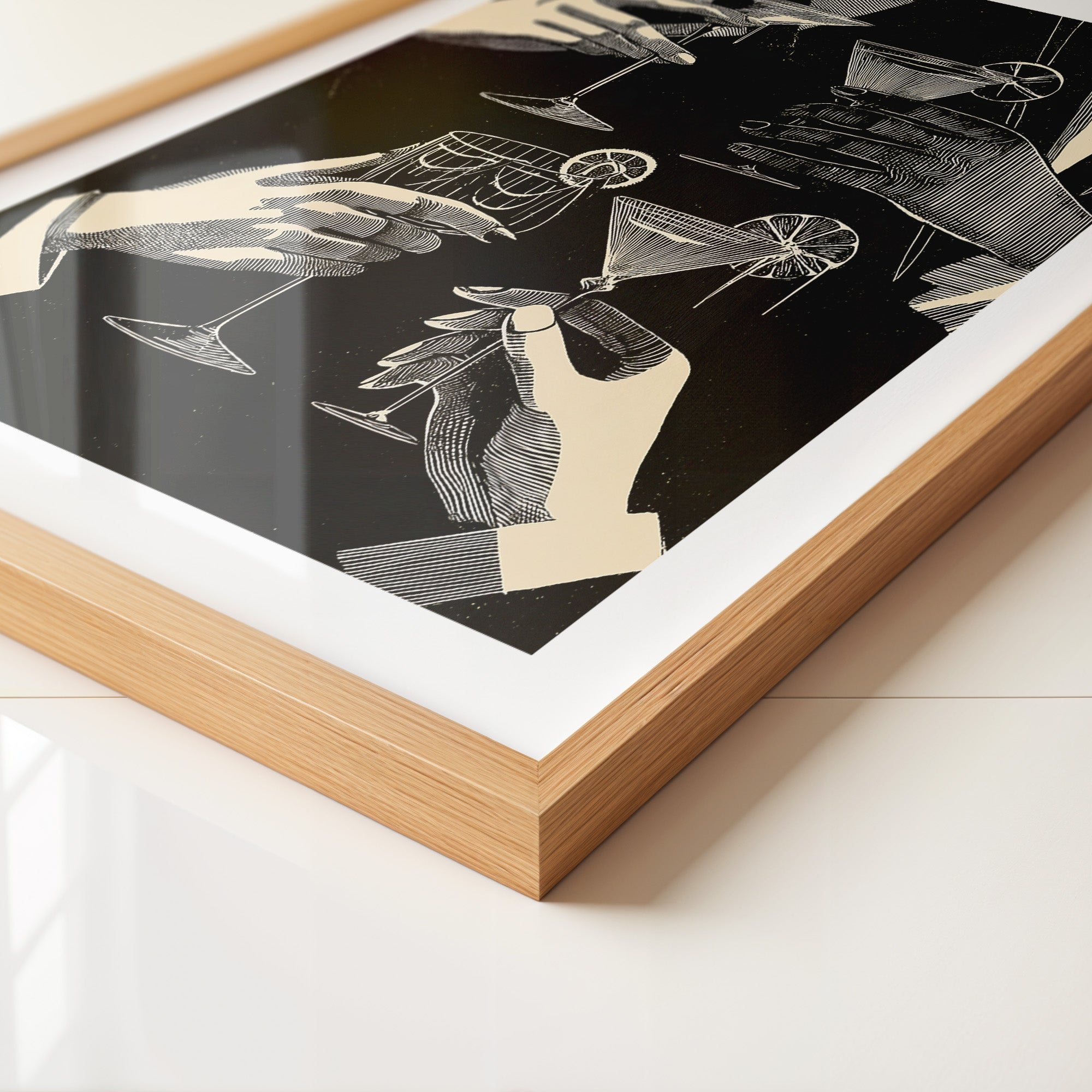 Cocktailgläser Retro Schwarz-Weiß