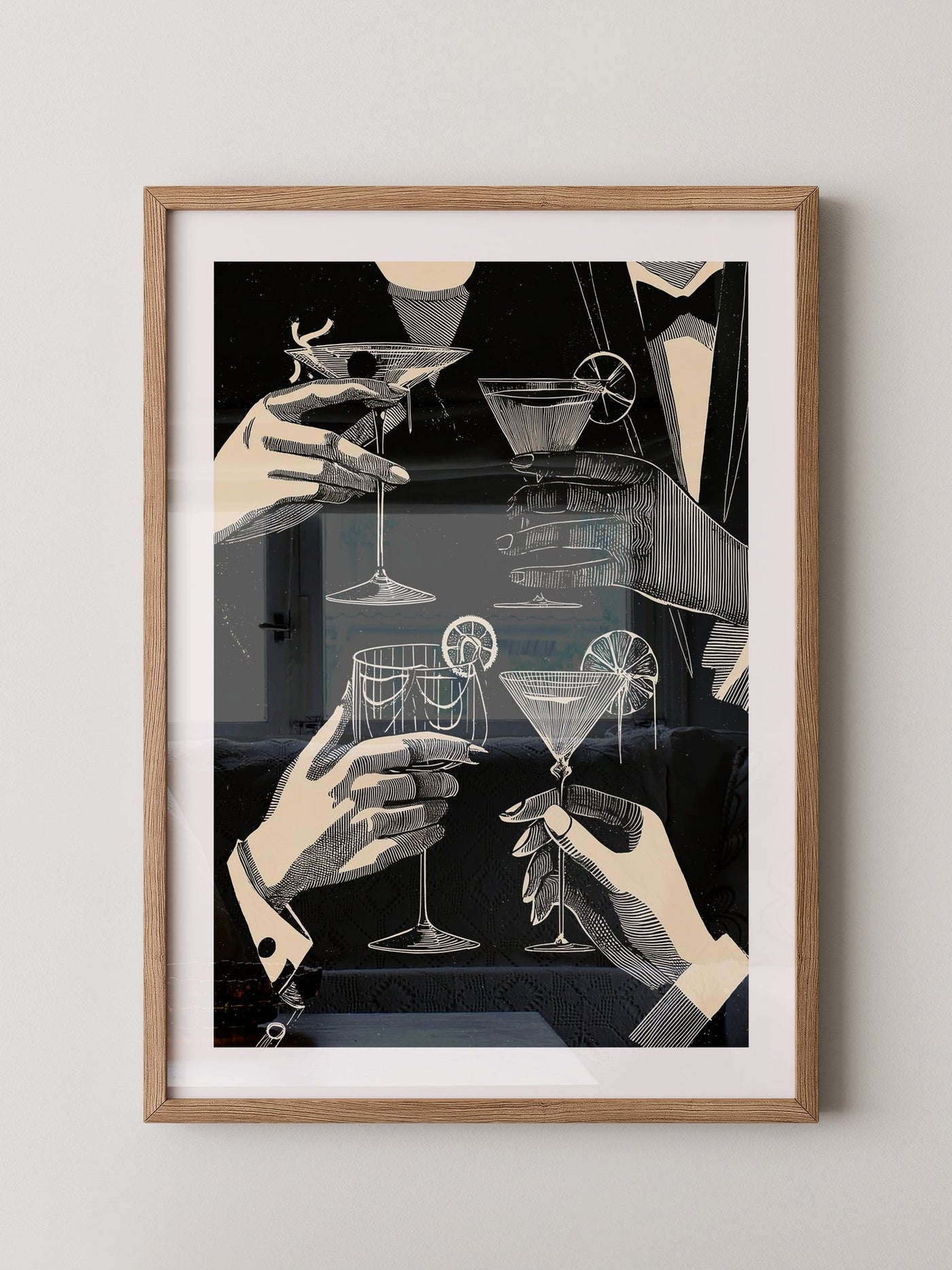 Cocktailgläser Retro Schwarz-Weiß