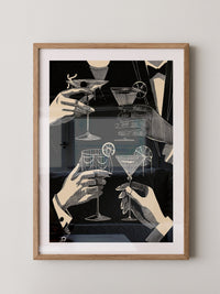Cocktailgläser Retro Schwarz-Weiß