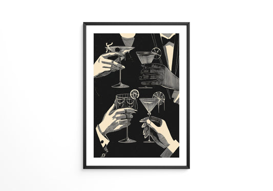 Cocktailgläser Retro Schwarz-Weiß