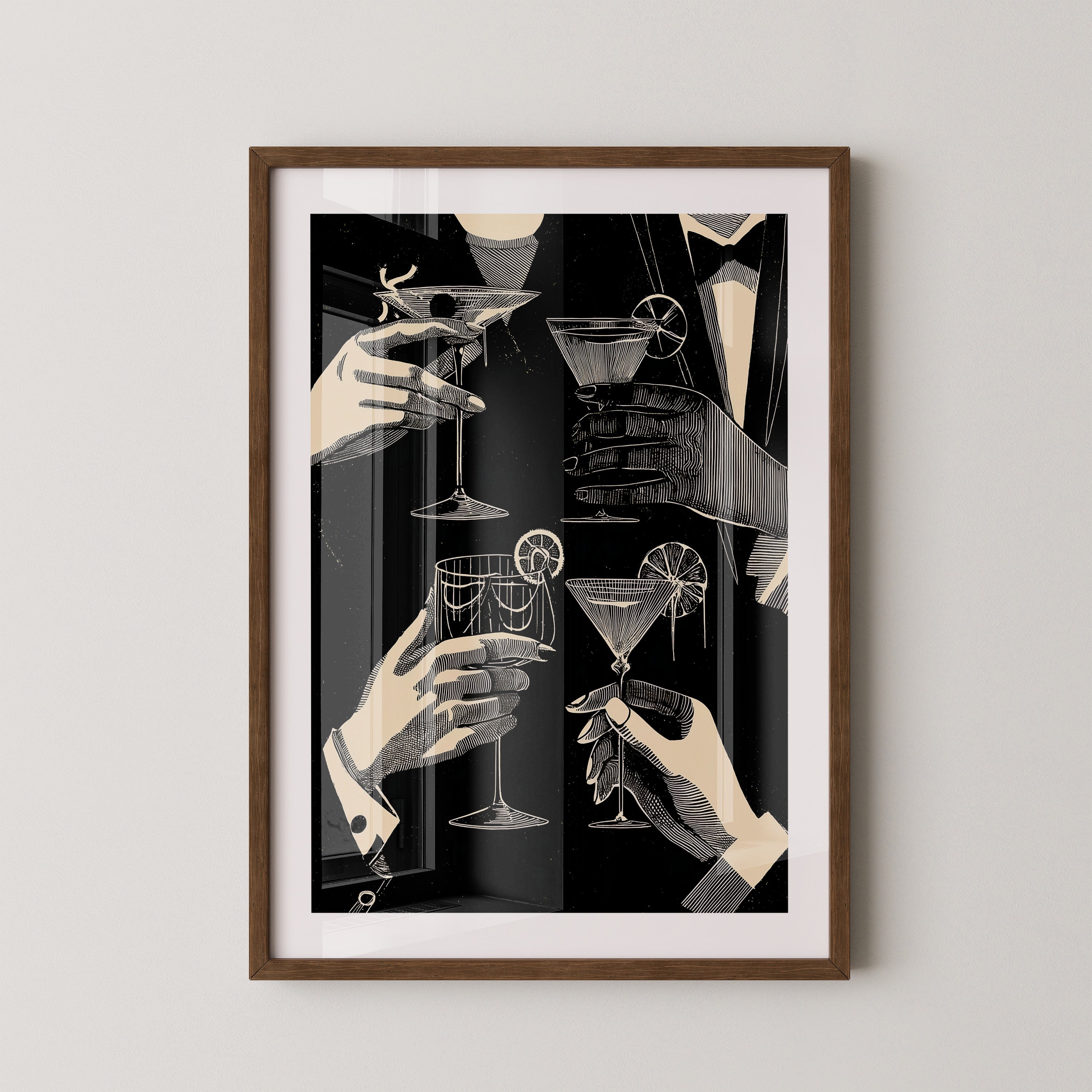 Cocktailgläser Retro Schwarz-Weiß