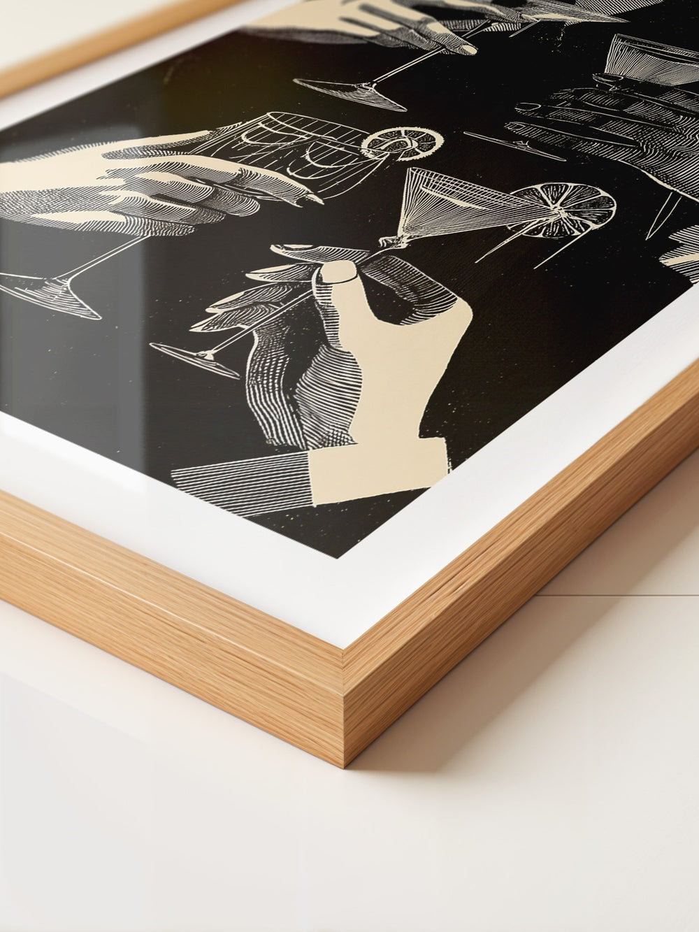 Cocktailgläser Retro Schwarz-Weiß