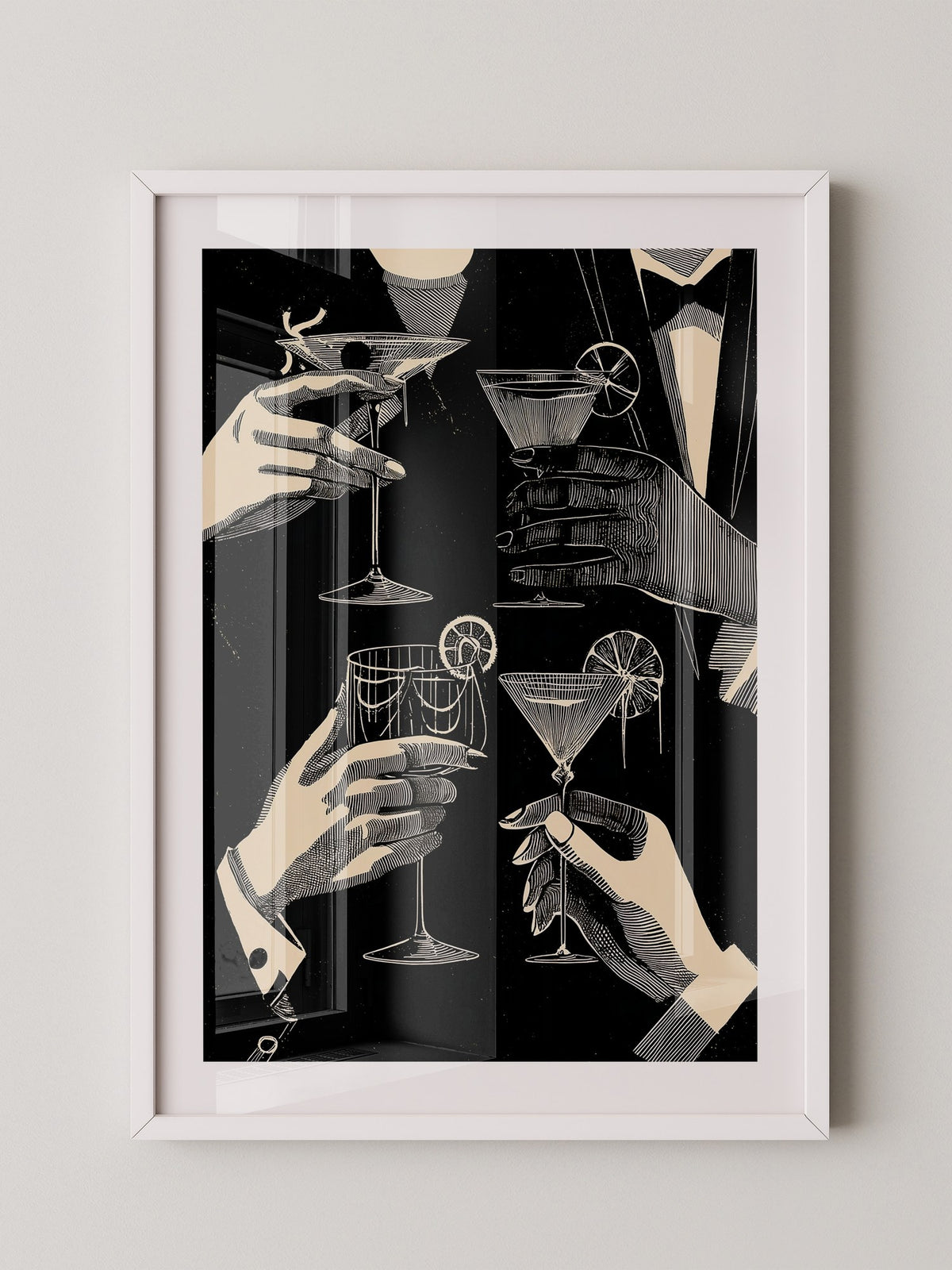 Cocktailgläser Retro Schwarz-Weiß