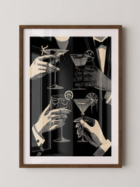 Cocktailgläser Retro Schwarz-Weiß