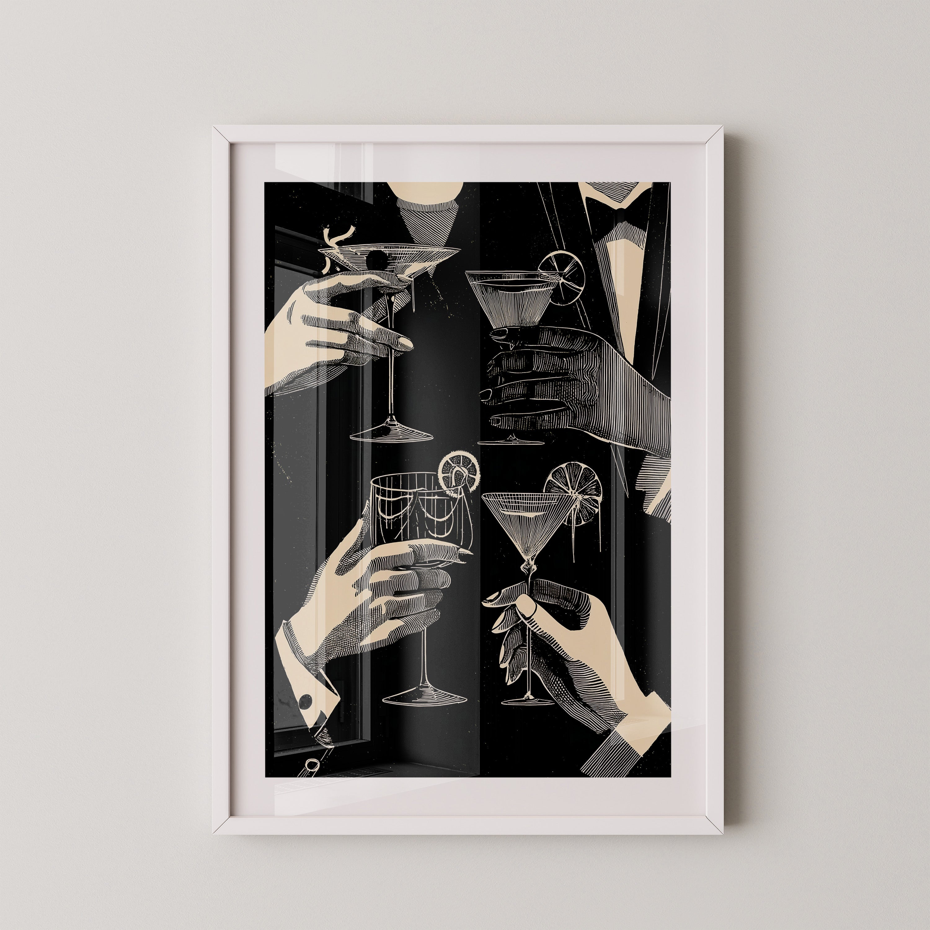 Cocktailgläser Retro Schwarz-Weiß