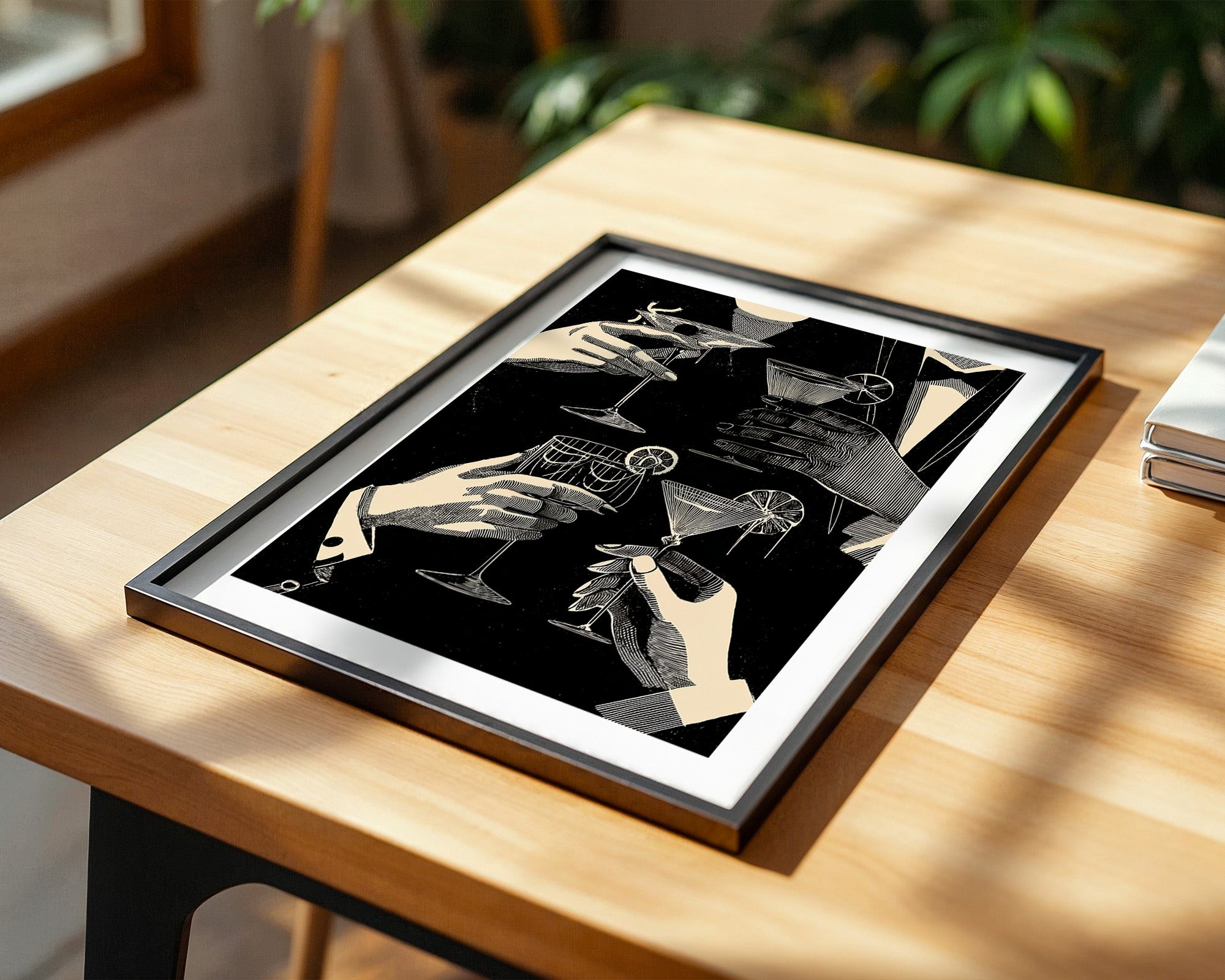 Cocktailgläser Retro Schwarz-Weiß