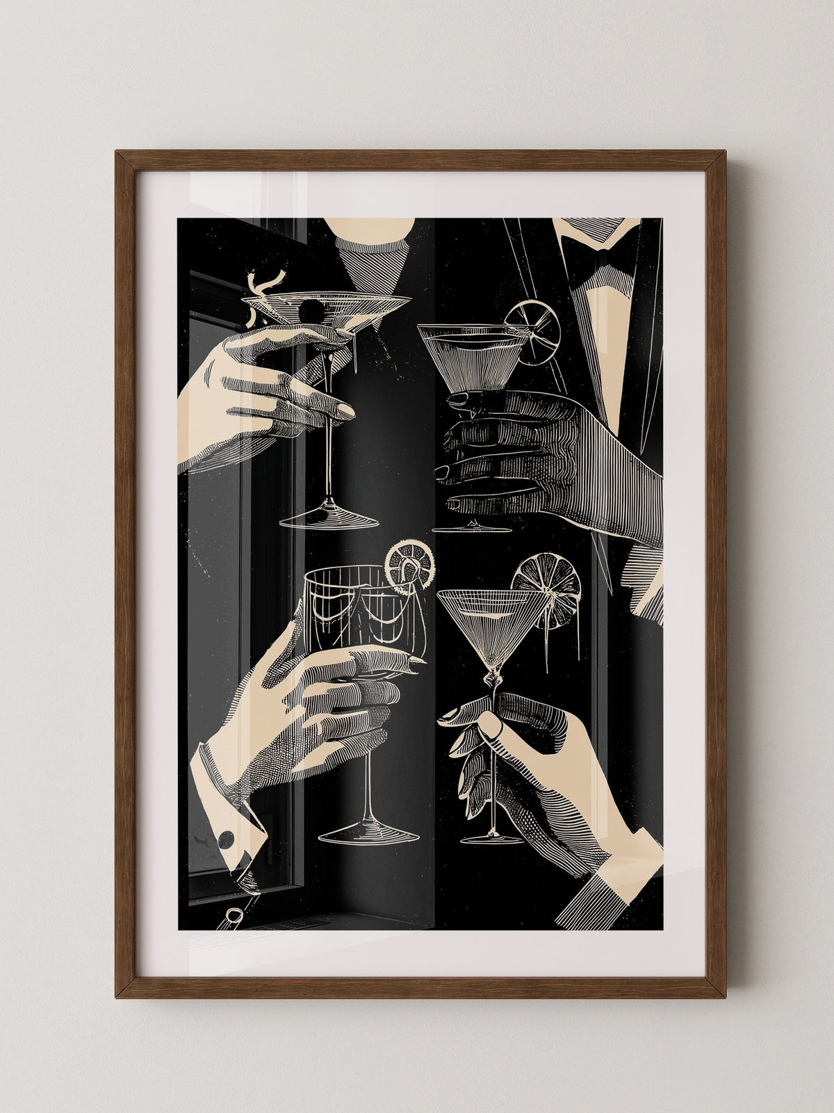 Cocktailgläser Retro Schwarz-Weiß