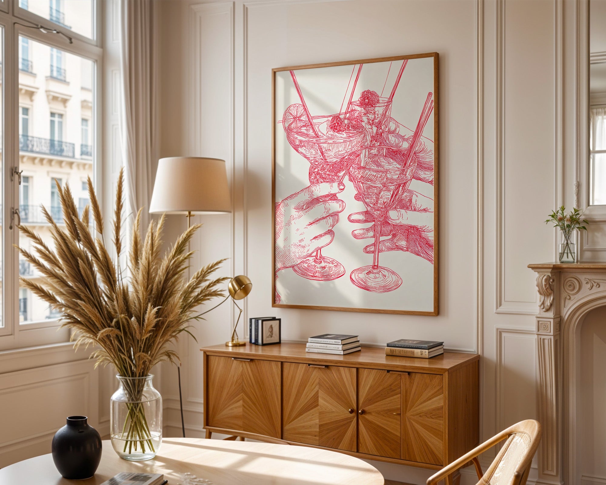 Cocktailzeichnung Rote Linie