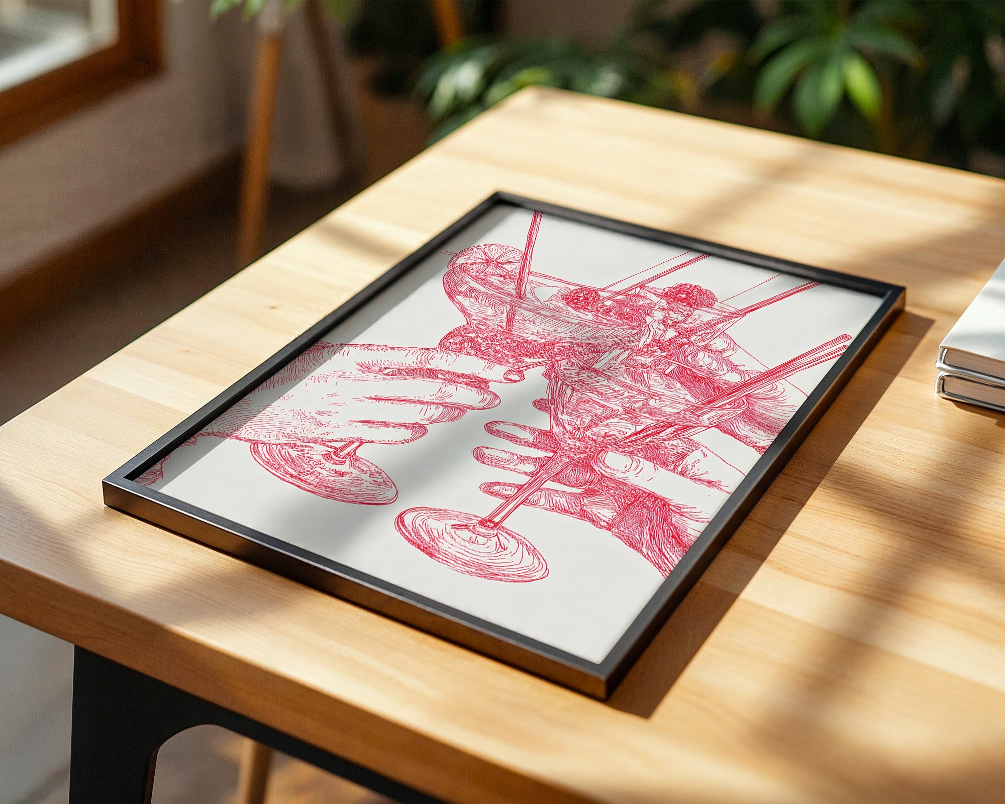 Cocktailzeichnung Rote Linie