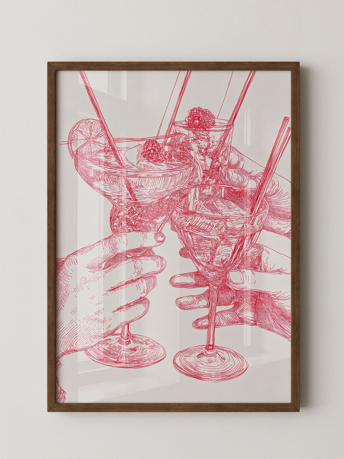Cocktailzeichnung Rote Linie