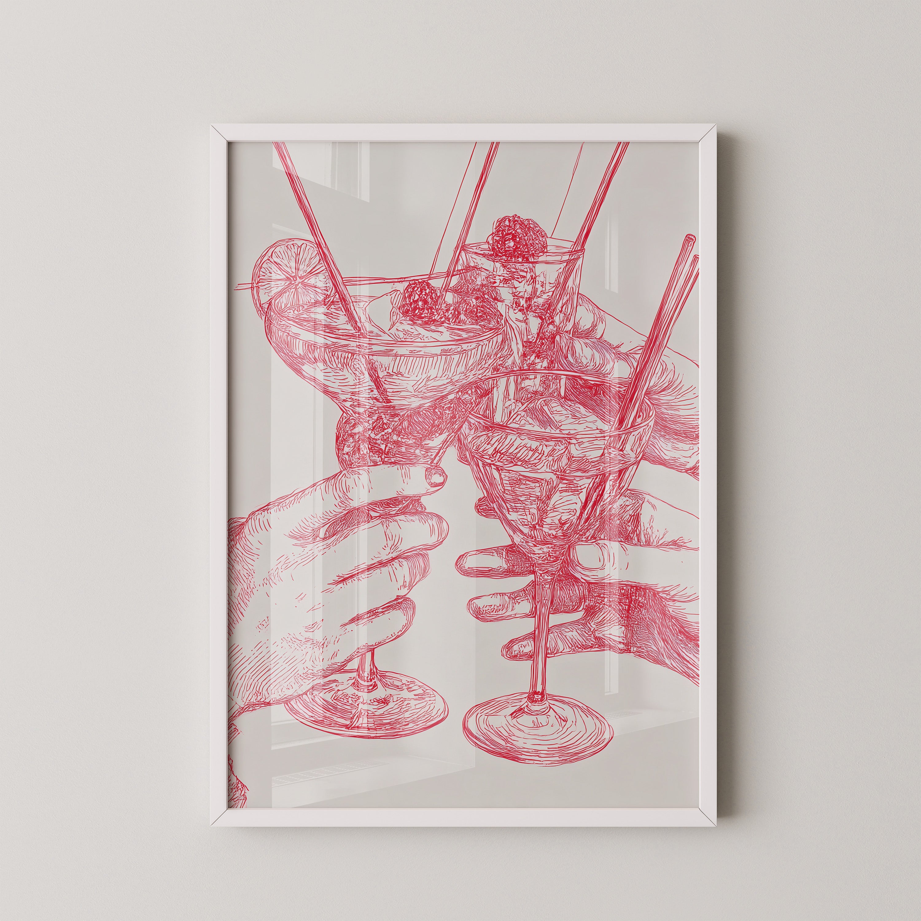 Cocktailzeichnung Rote Linie