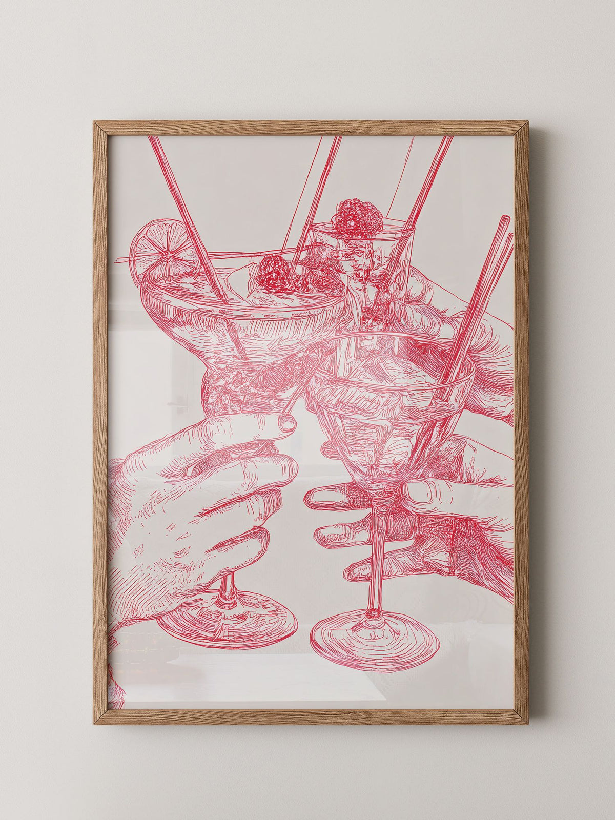 Cocktailzeichnung Rote Linie