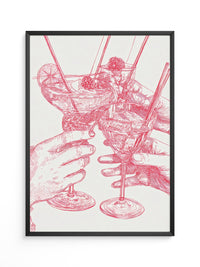 Cocktailzeichnung Rote Linie