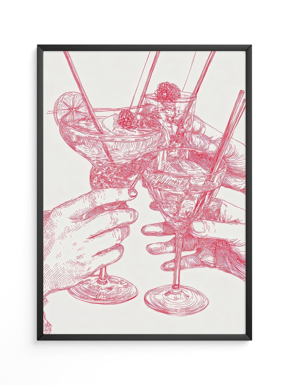 Cocktailzeichnung Rote Linie