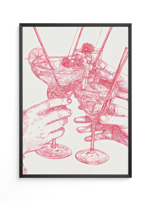 Cocktailzeichnung Rote Linie