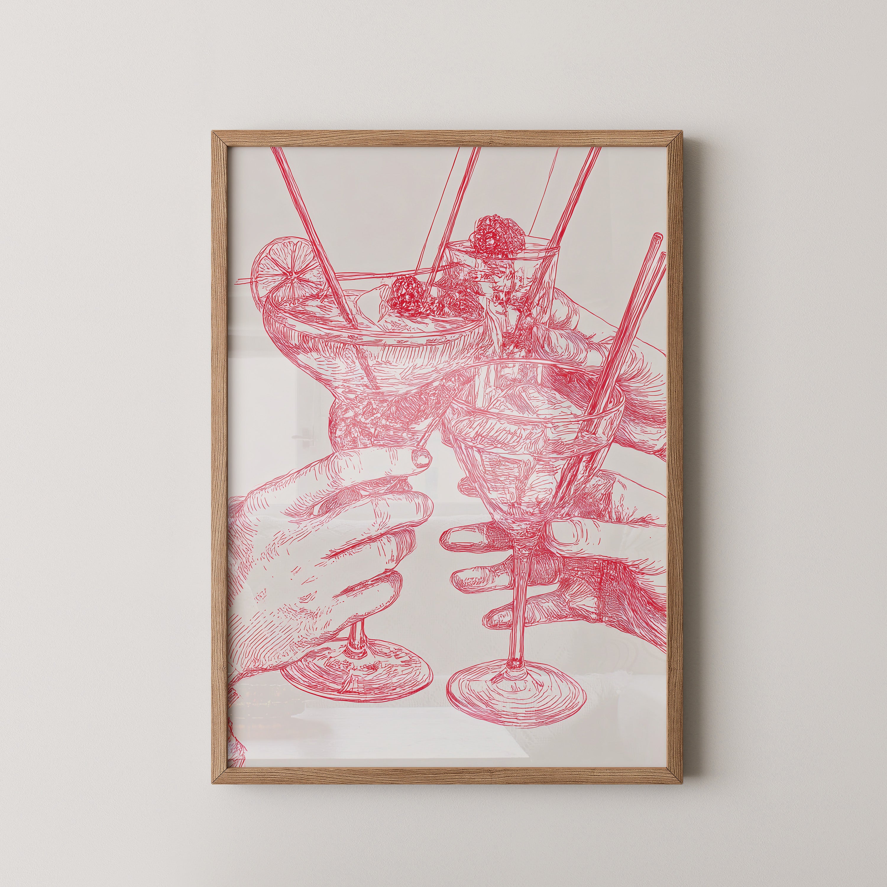 Cocktailzeichnung Rote Linie