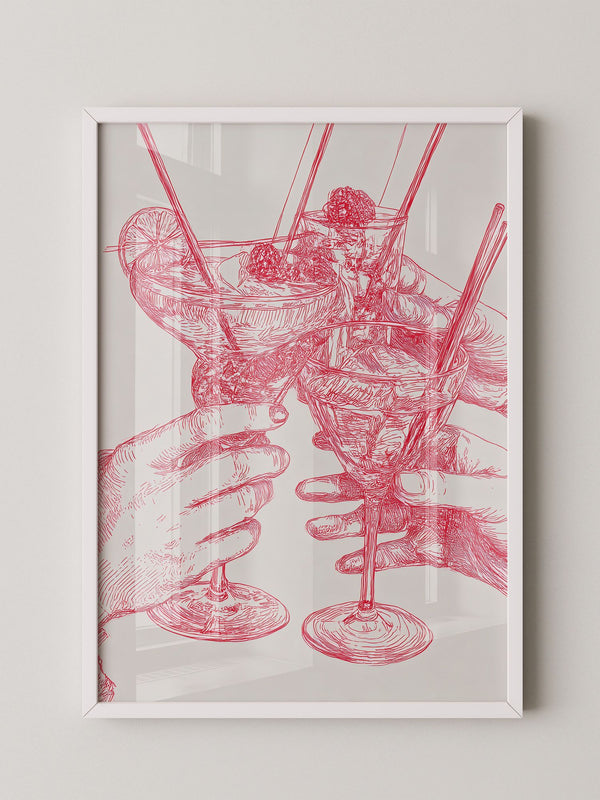 Cocktailzeichnung Rote Linie