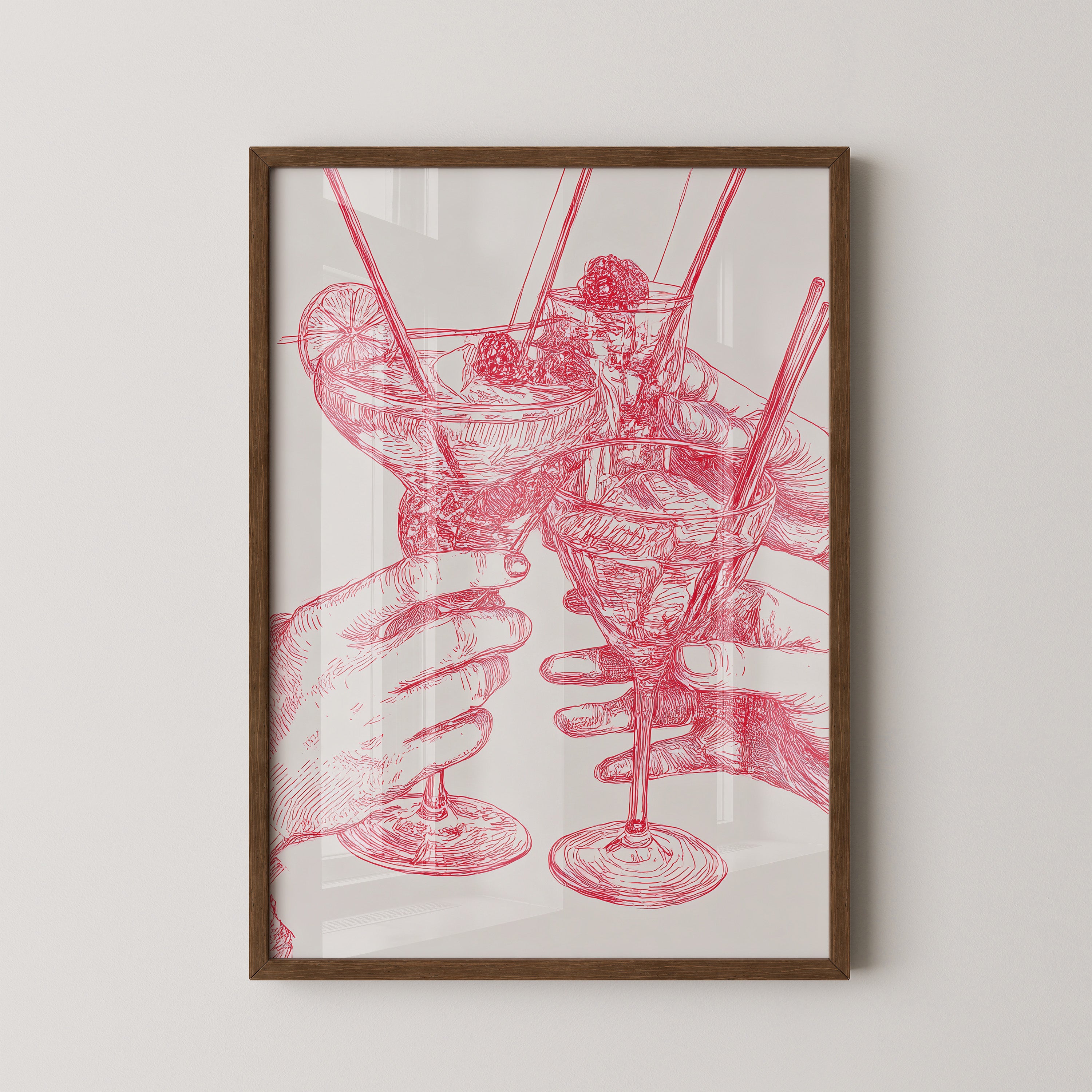 Cocktailzeichnung Rote Linie