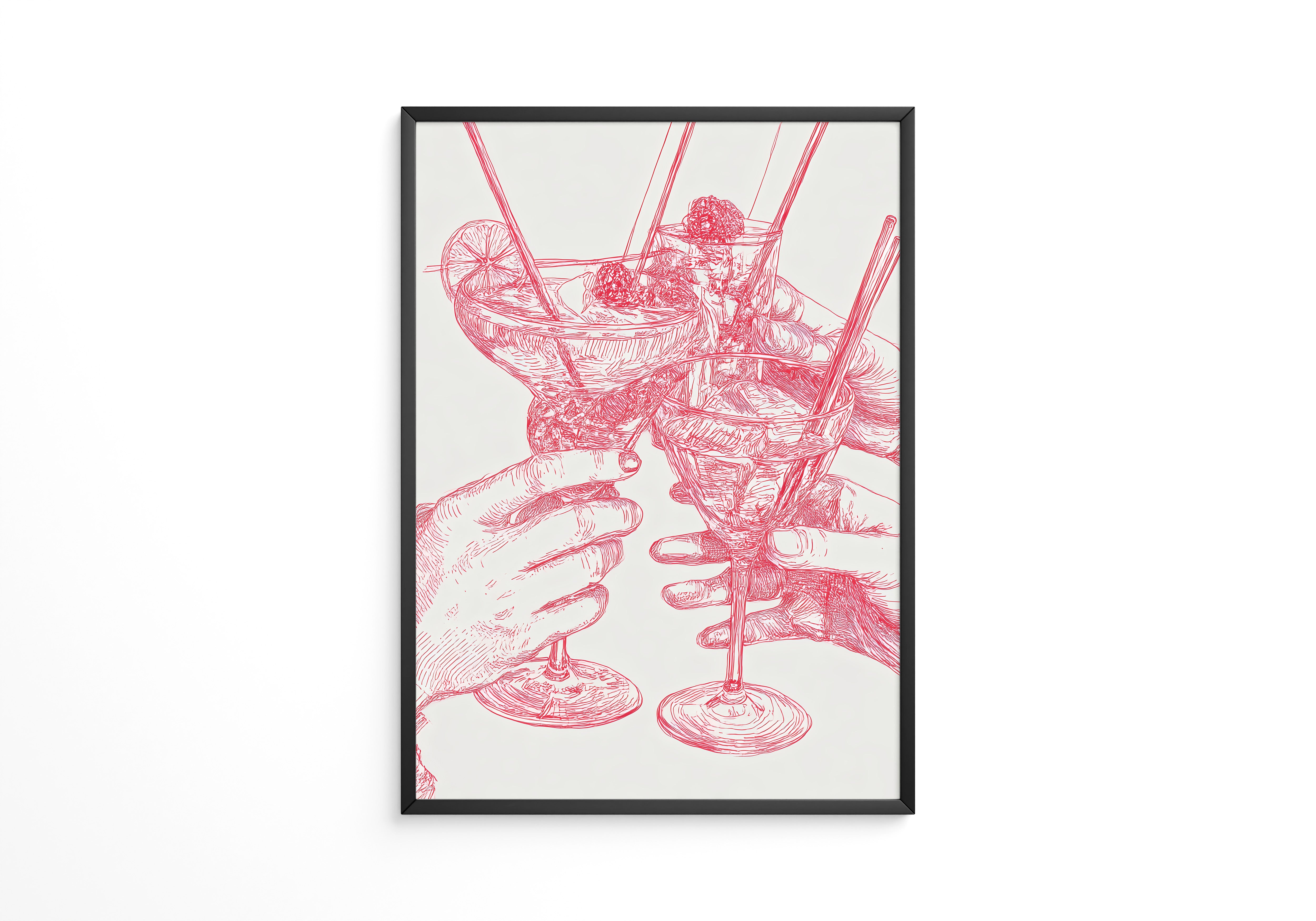 Cocktailzeichnung Rote Linie