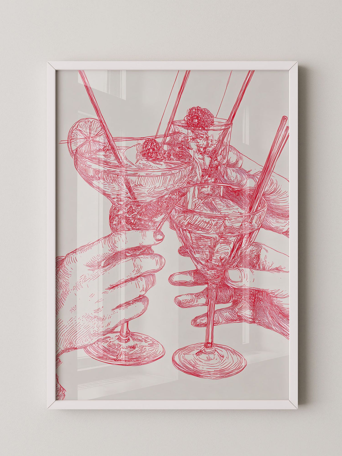 Cocktailzeichnung Rote Linie