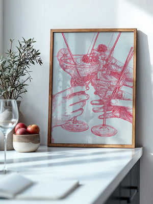 Cocktailzeichnung Rote Linie