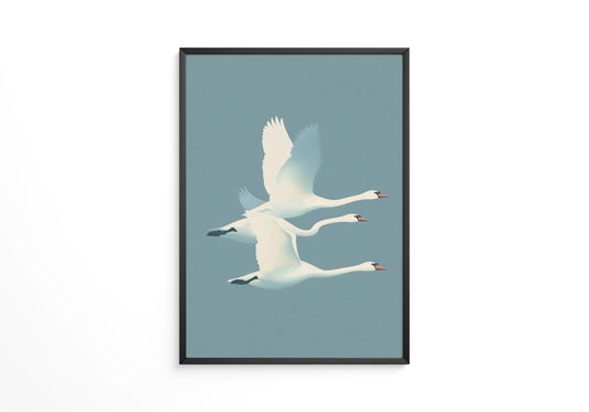 Schwäne Flug sanfte Farbtöne