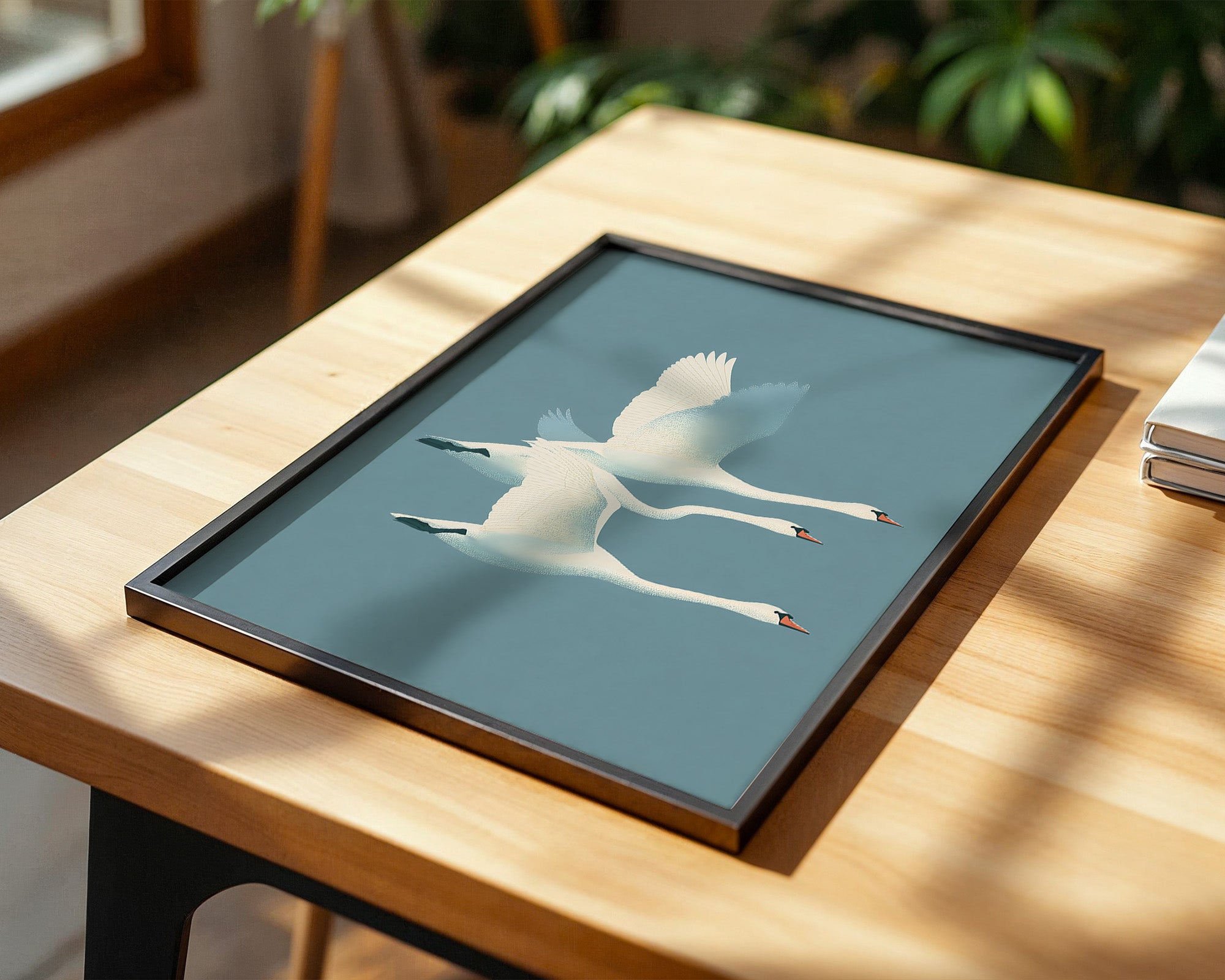 Schwäne Flug sanfte Farbtöne