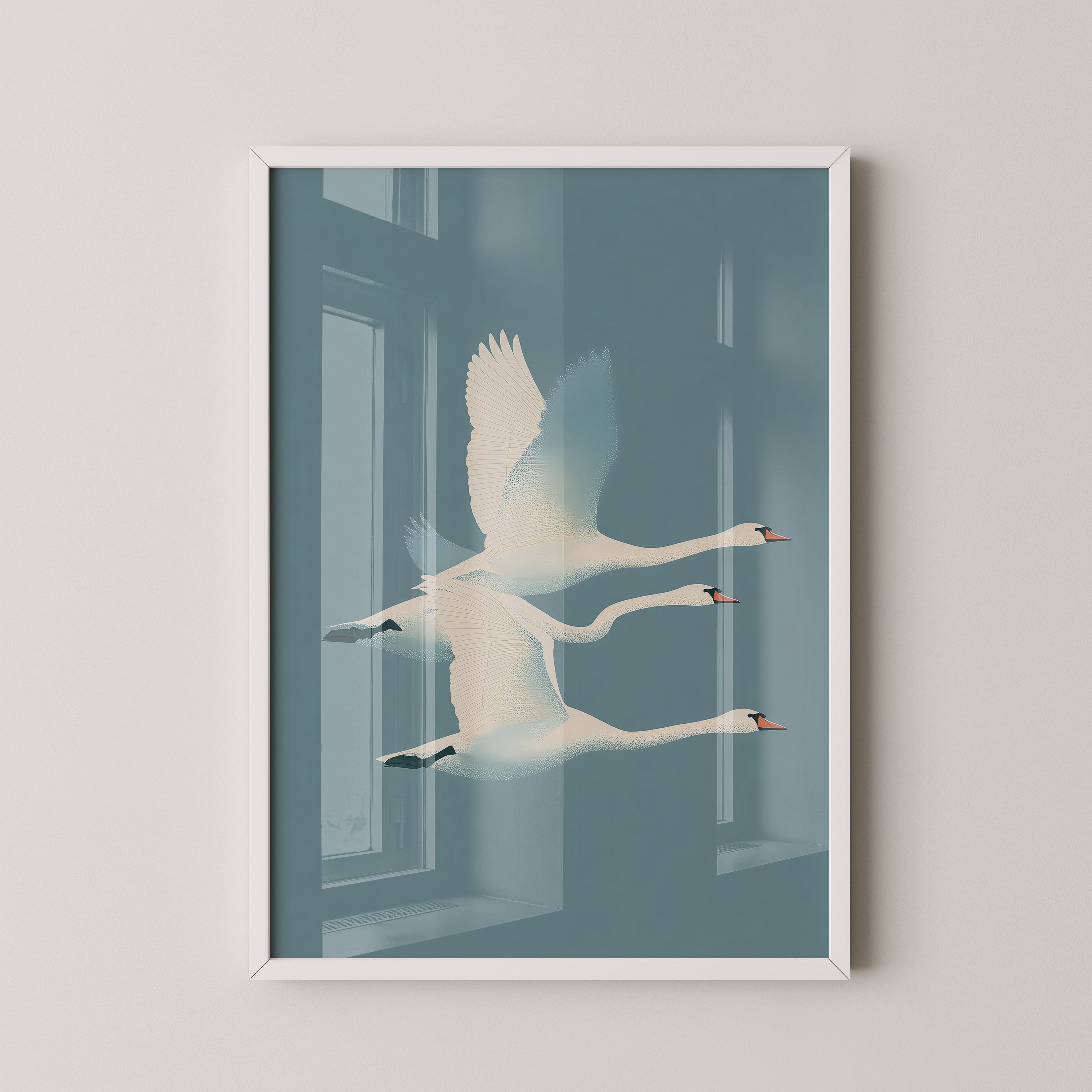 Schwäne Flug sanfte Farbtöne