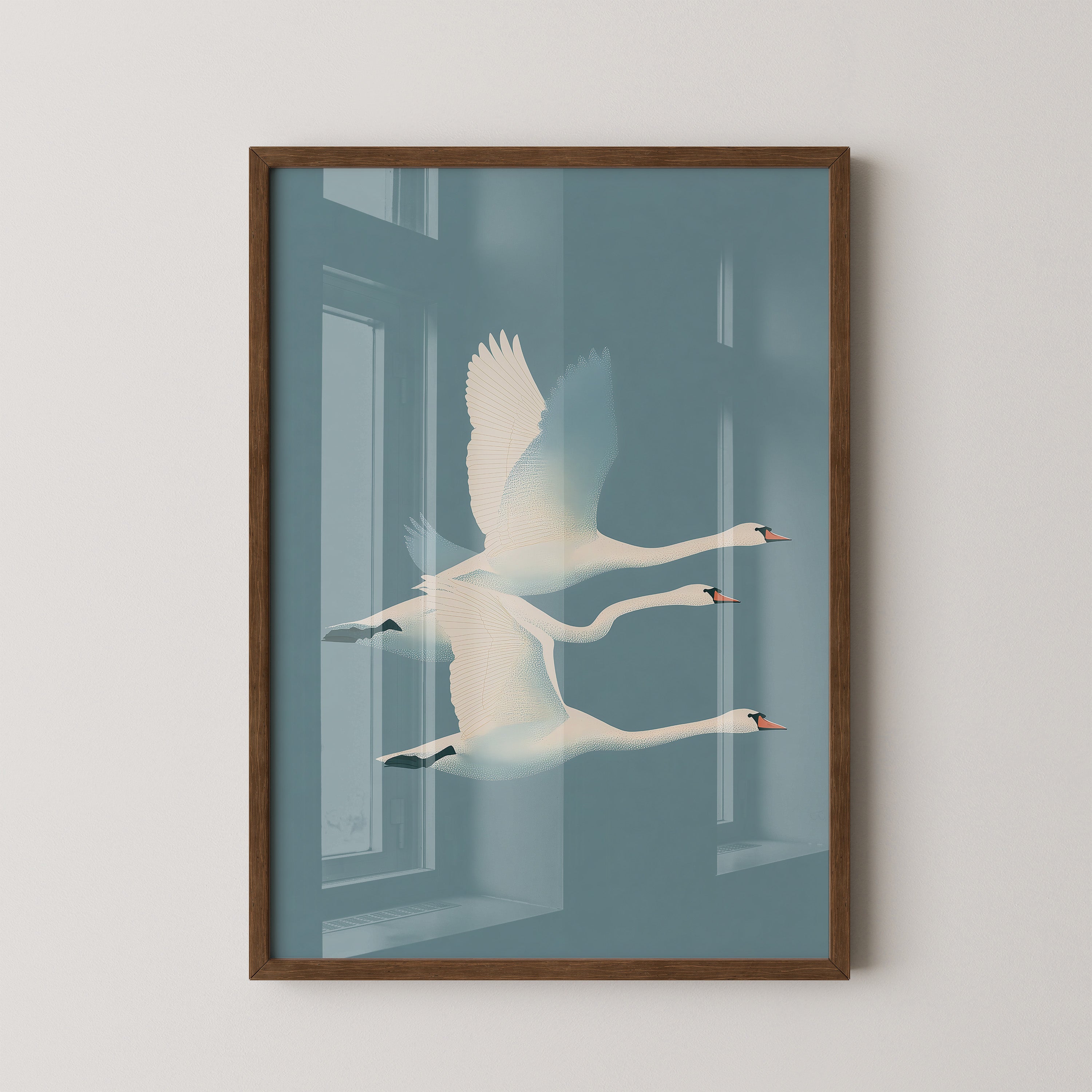 Schwäne Flug sanfte Farbtöne