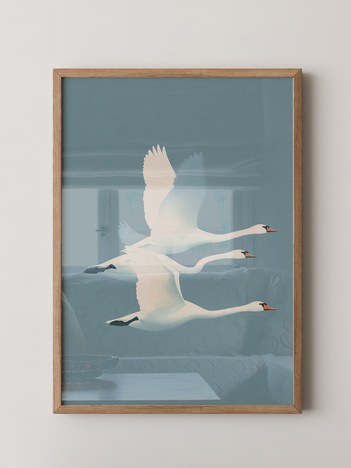 Schwäne Flug sanfte Farbtöne