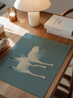 Schwäne Flug sanfte Farbtöne