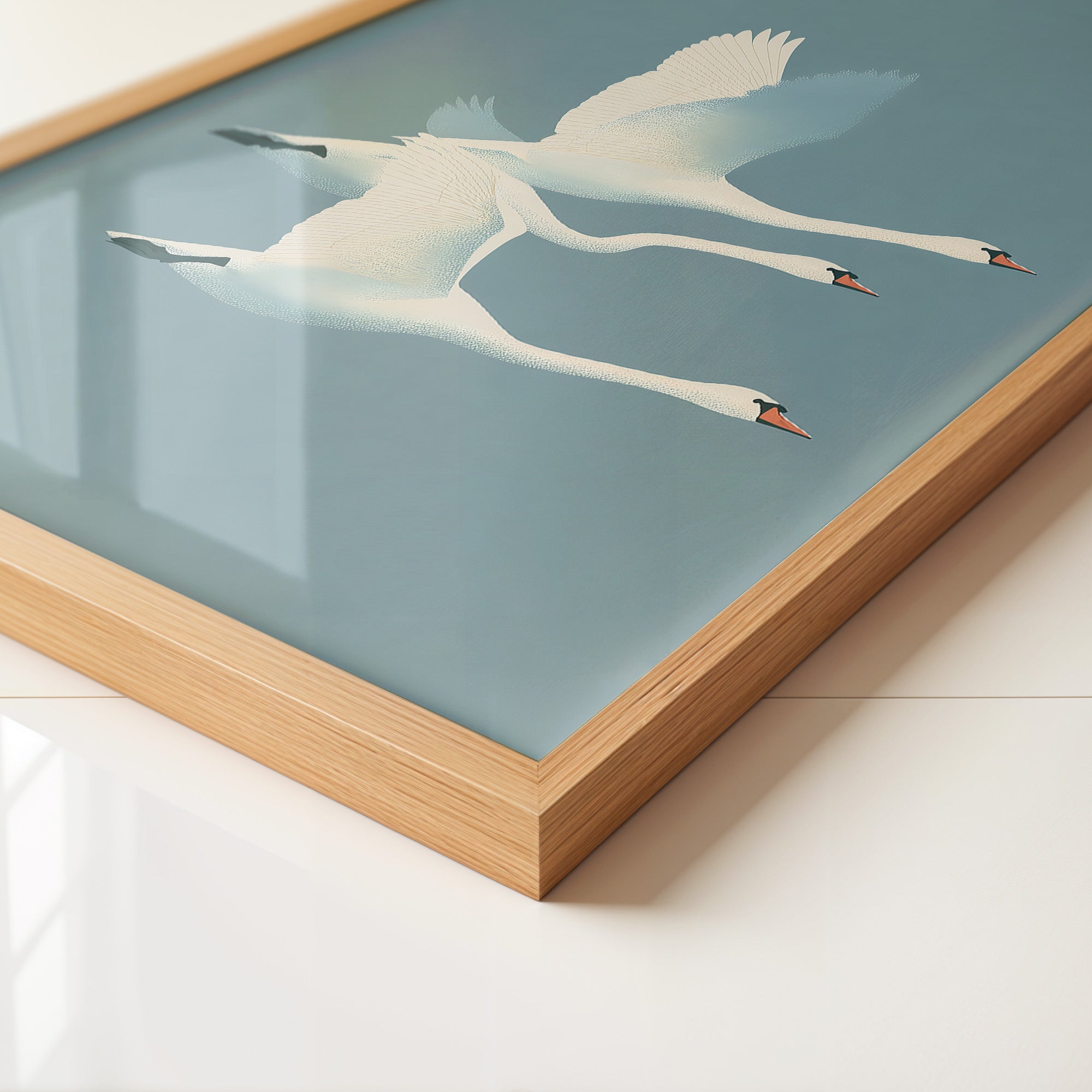 Schwäne Flug sanfte Farbtöne