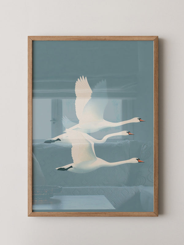 Schwäne Flug sanfte Farbtöne