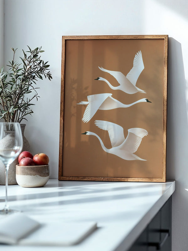 Schwan Flügelschlag Silhouette Braun