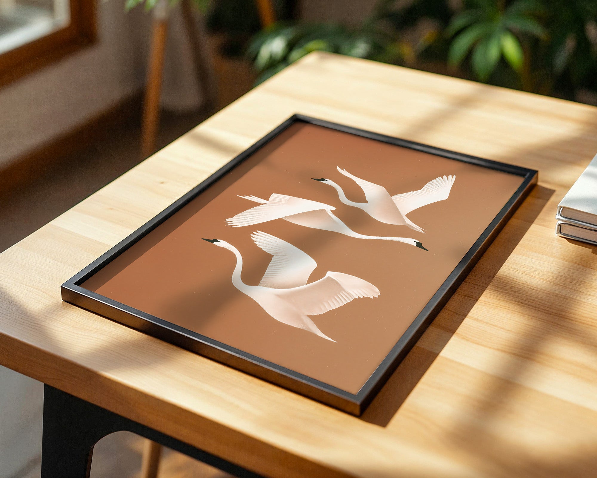 Schwan Flügelschlag Silhouette Braun