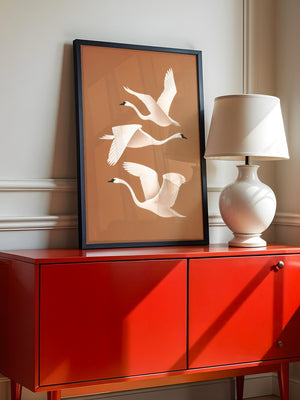 Schwan Flügelschlag Silhouette Braun