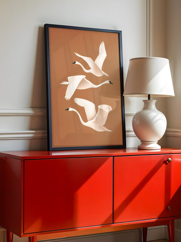 Schwan Flügelschlag Silhouette Braun