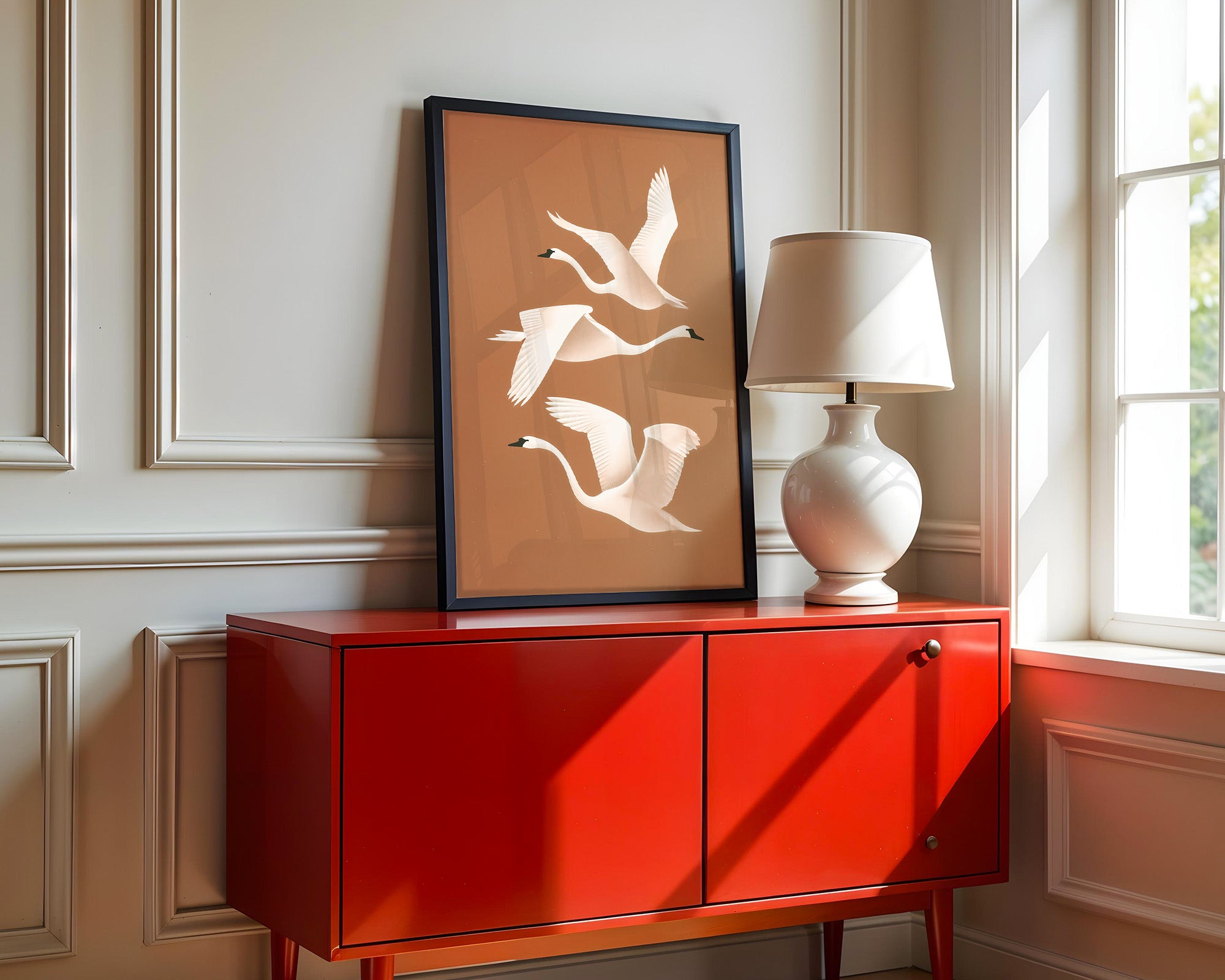 Schwan Flügelschlag Silhouette Braun